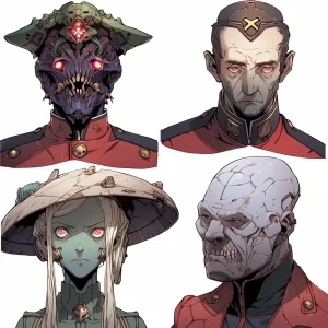 4 Characters - Weird alien military