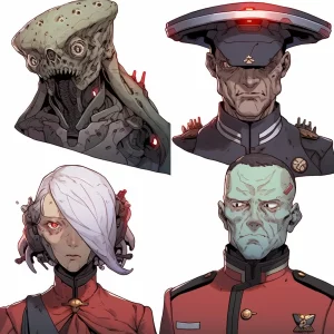 4 Characters - Weird alien military