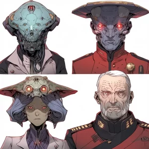 4 Characters - Weird alien military