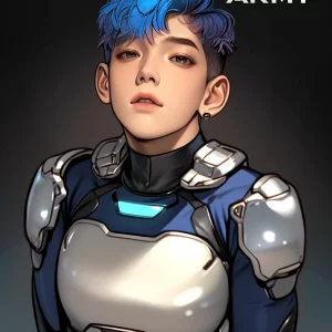 Star Army Male Humanoid - blue hair