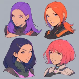 4 Female Scifi Character Headshots