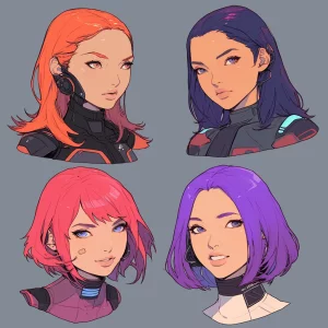 4 Female Scifi Character Headshots