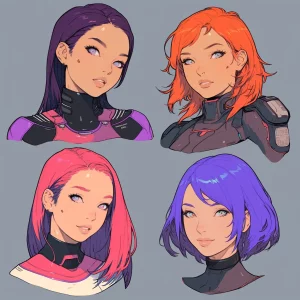 4 Female Scifi Character Headshots