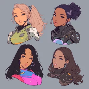 4 Female Scifi Character Headshots