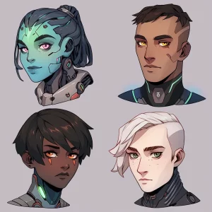 4 Male and Female Scifi Character Headshots