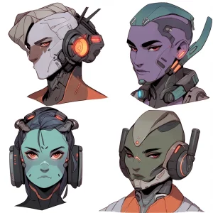 4 Male and Female Scifi Character Headshots