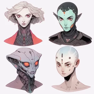 4 Male and Female Scifi Character Headshots