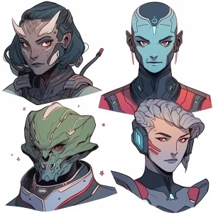 4 Male and Female Scifi Character Headshots