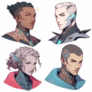 4 Male and Female Scifi Character Headshots