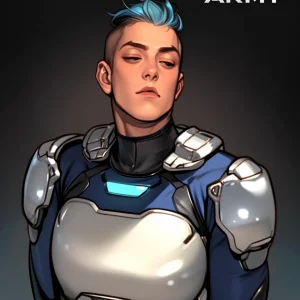 Star Army Male Humanoid - Blue Hair