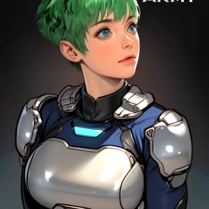 Star Army Female Humanoid - Green hair