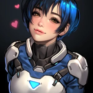 Star Army Female Humanoid - Blue Hair and in Love