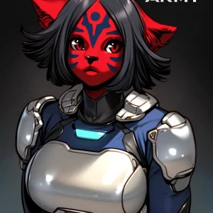 Star Army Female Anthro (Red)