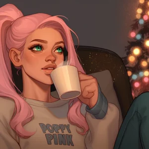 2024 Poppy Pink Cozy Yule with Hot Cocoa by Wes