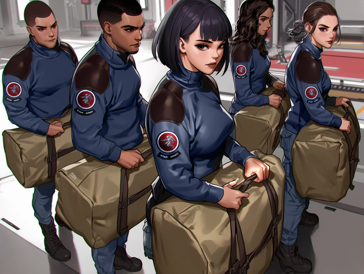 2024 Star Army Recruits in pullover uniforms hold their bags of gear by Wes.webp