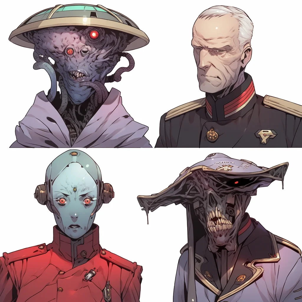 4 Characters - Weird alien military