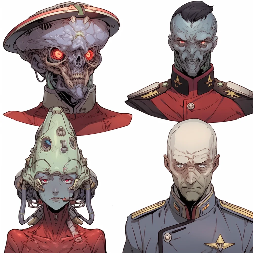 4 Characters - Weird alien military