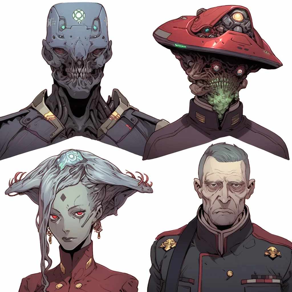 4 Characters - Weird alien military