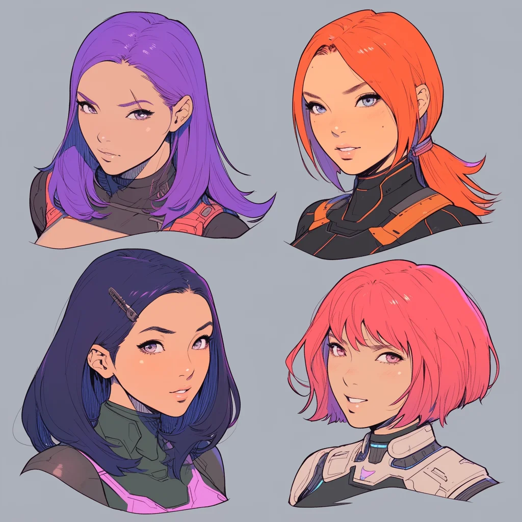 4 Female Scifi Character Headshots