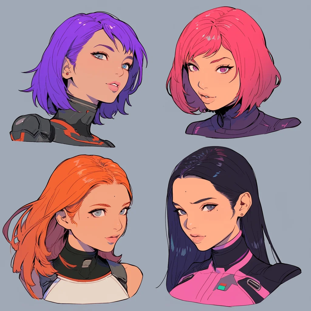 4 Female Scifi Character Headshots