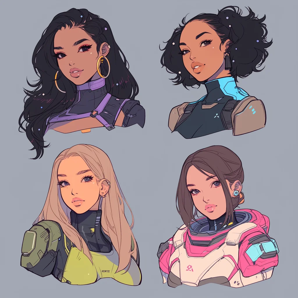 4 Female Scifi Character Headshots