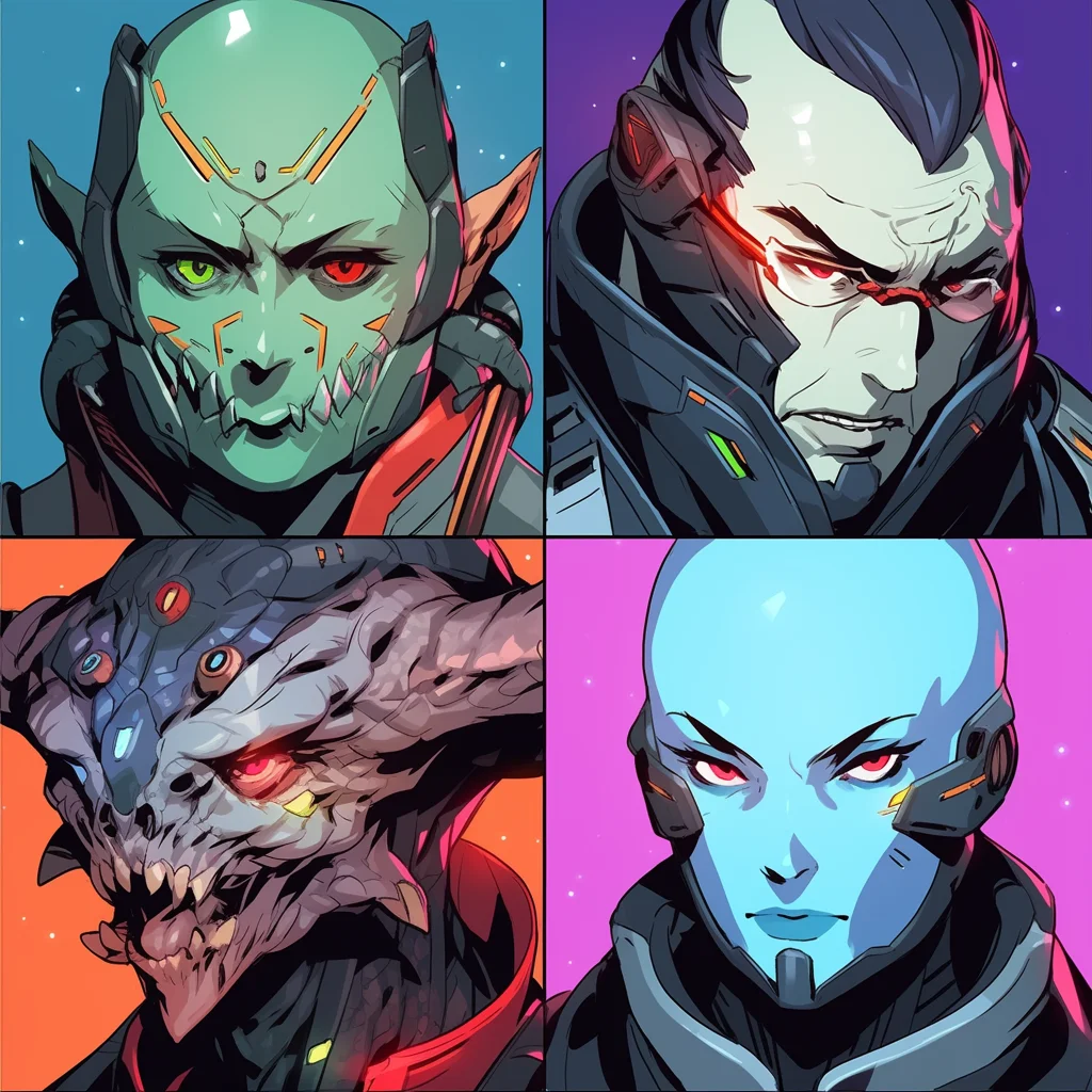 4 Male and Female Scifi Character Headshots