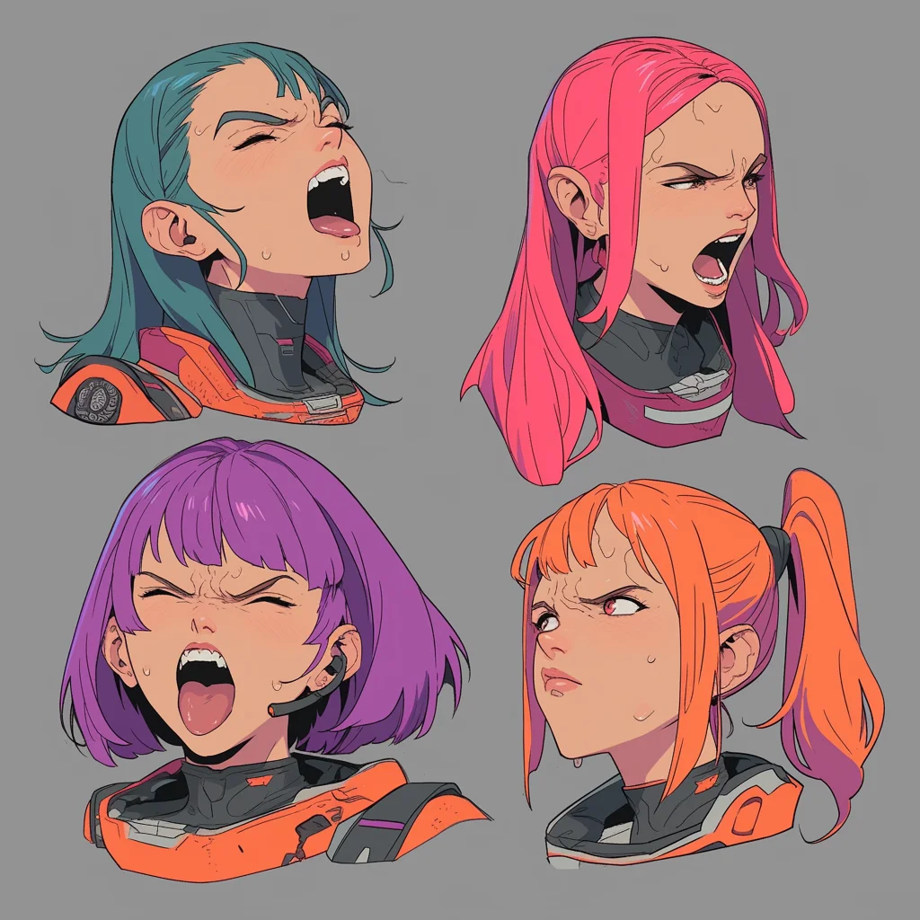 Colorful female space aliens