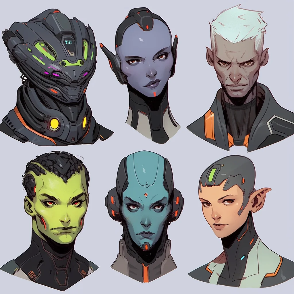 Sci-fi character headshots