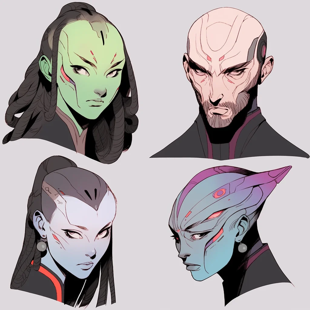 Sci-fi character headshots