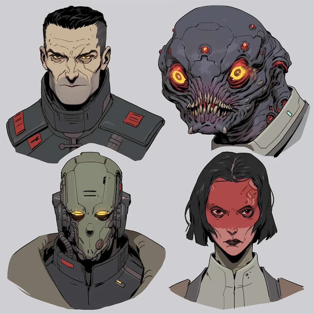 Sci-fi character headshots