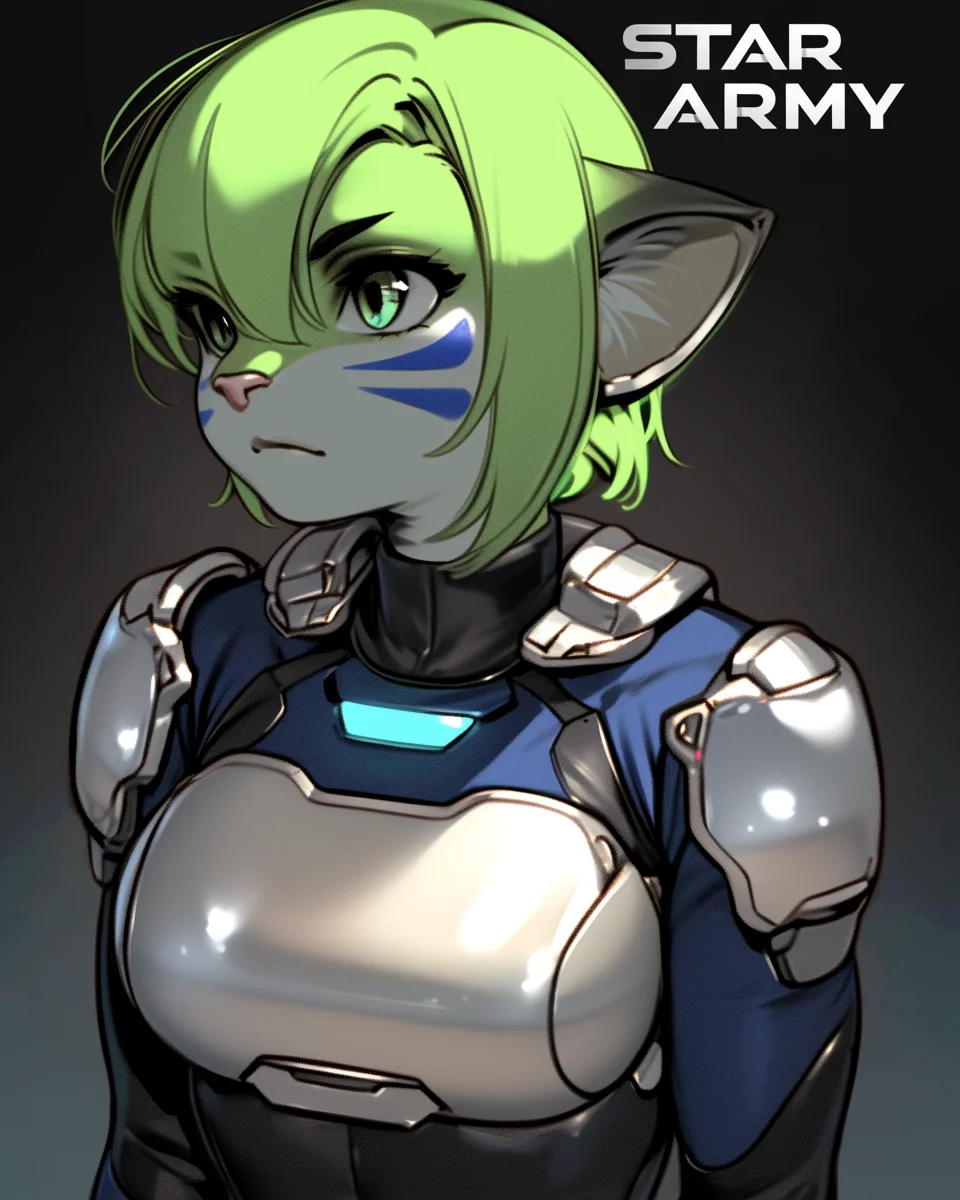 Star Army Female Anthro (Green)