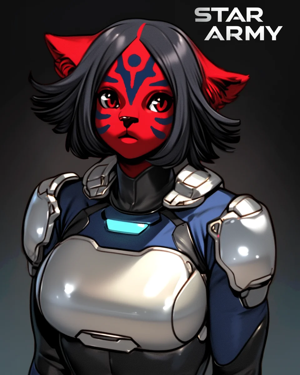 Star Army Female Anthro (Red)