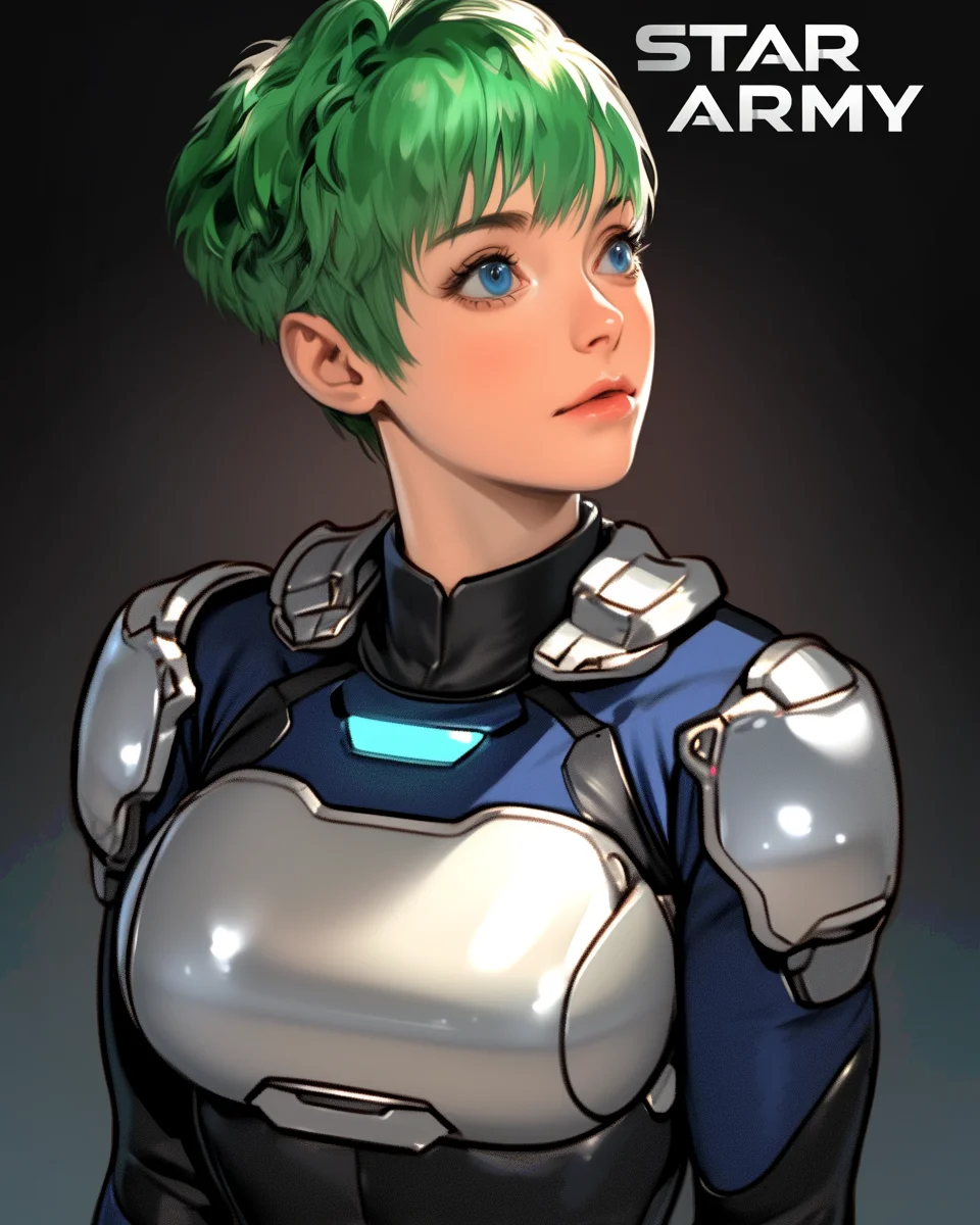 Star Army Female Humanoid - Green hair