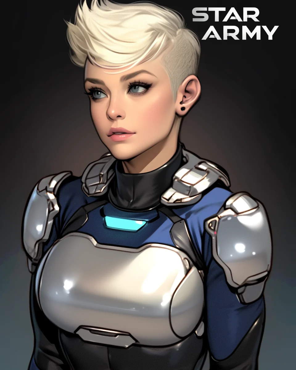 Star Army Female Humanoid - Short white hair