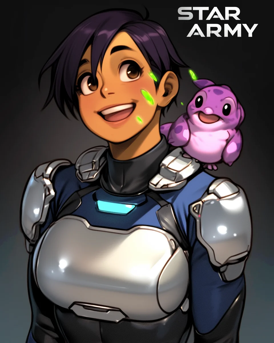 Star Army Female Humanoid with Alien Buddy