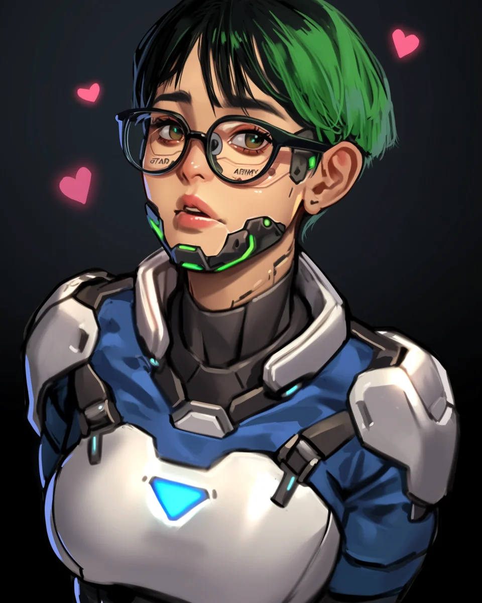 Star Army Female Nepleslian with Green Hair is in Love