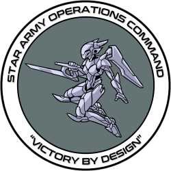 Star Army Operations Emblem - Mindy Power Armor suit with gray background
